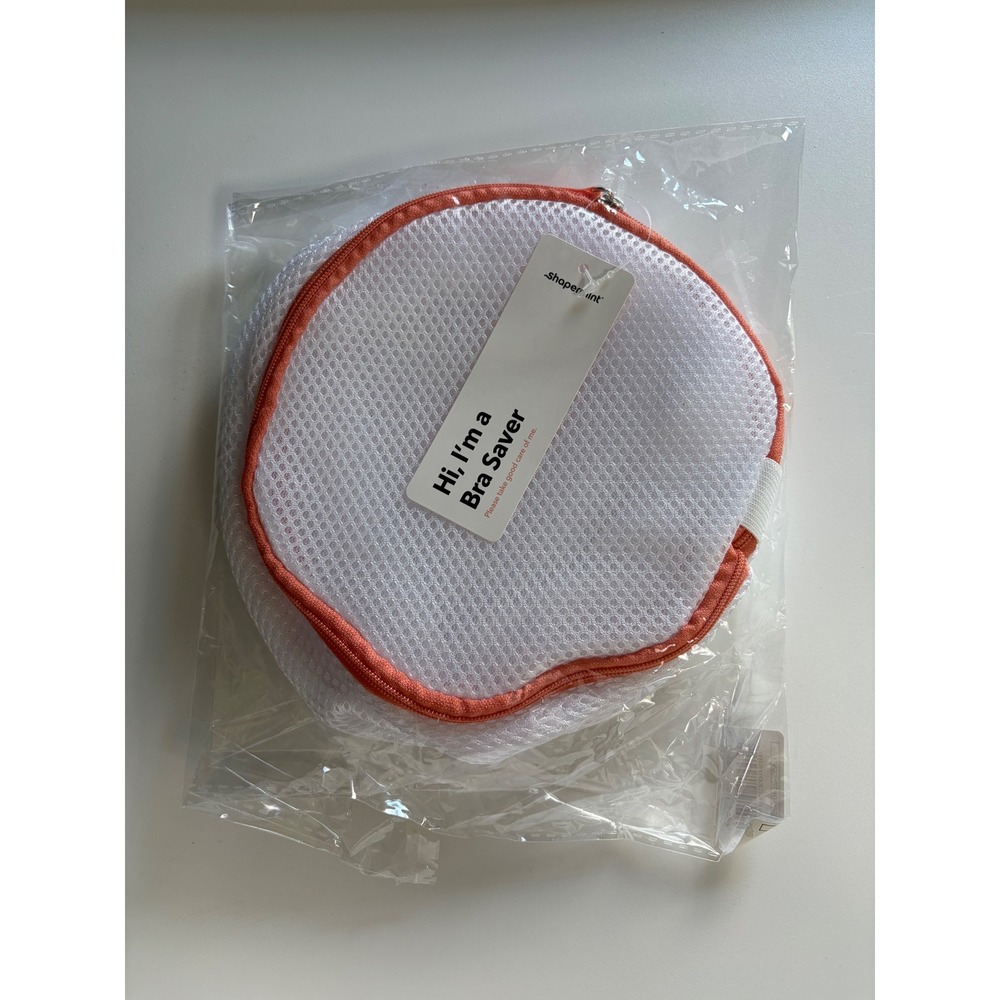 Shapermint Bra Saver Mesh Laundry Bag White Orange Trim SHMNT-22401-S-WHT NWT